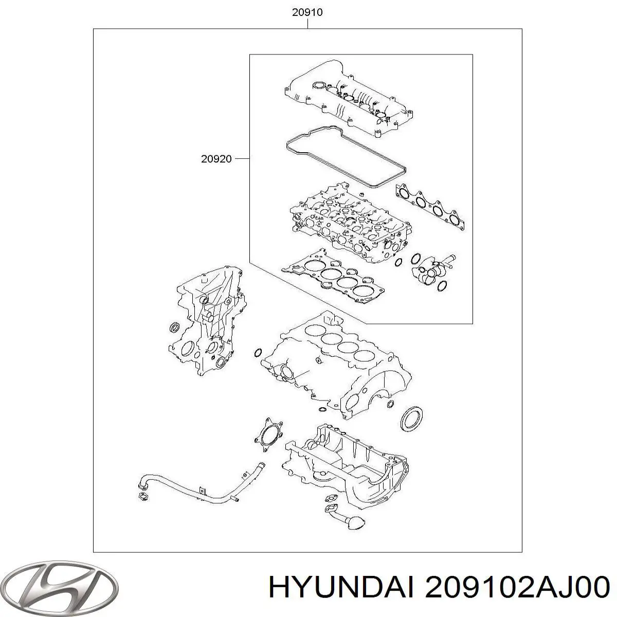 209102AJ00 Hyundai/Kia Набір прокладок двигуна