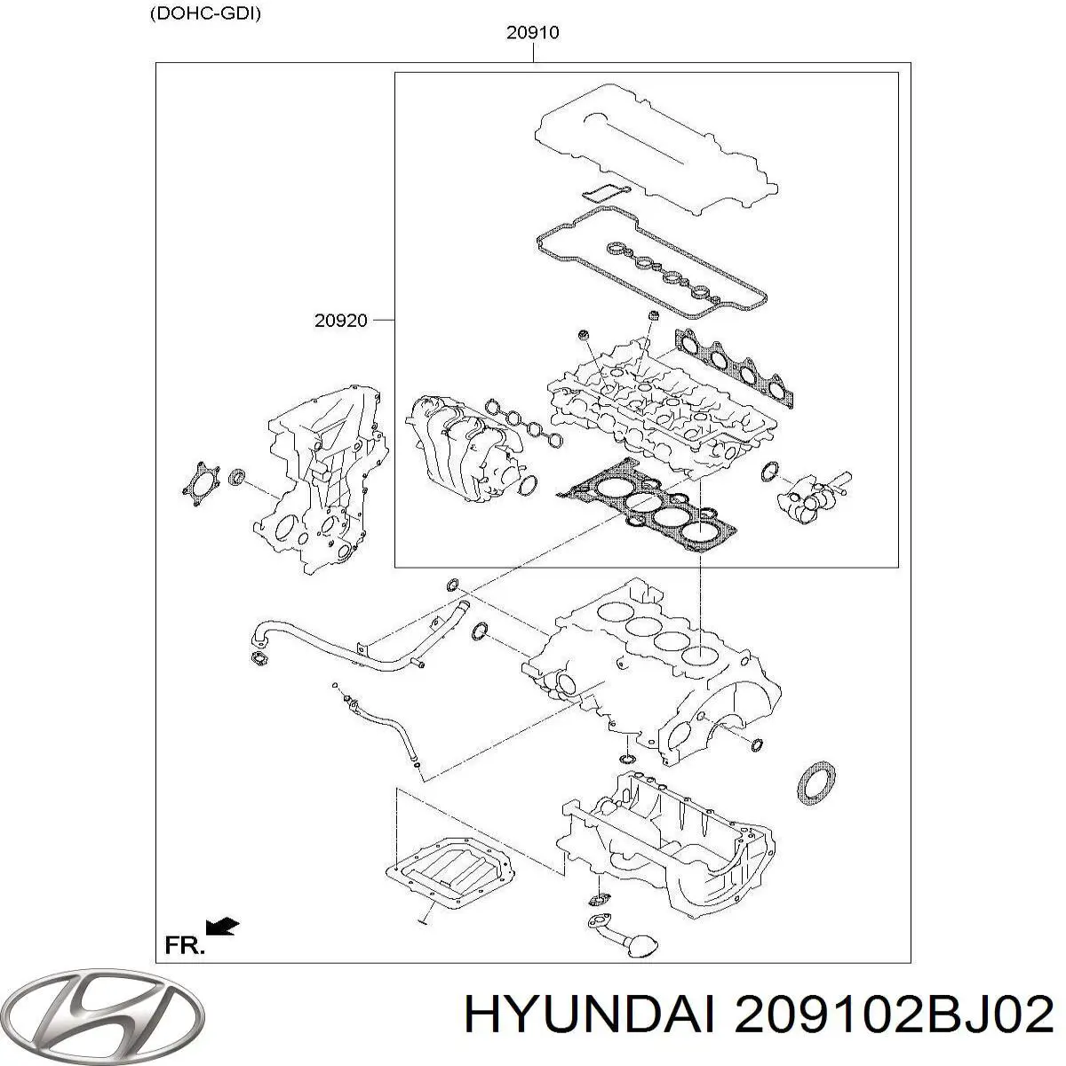 Комплект прокладок двигуна, повний 209102BJ02 Hyundai/Kia