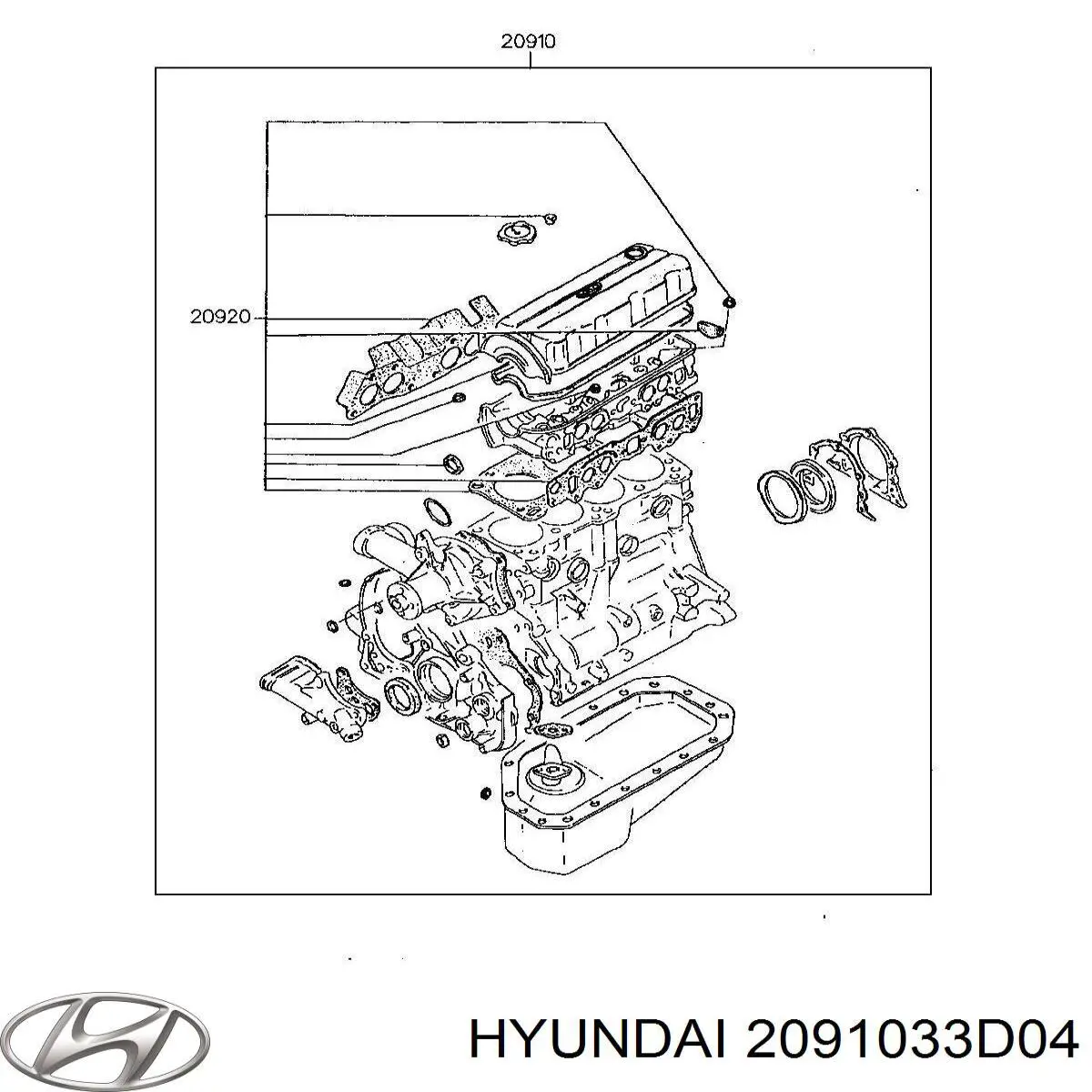 2091033D04 Hyundai/Kia комплект прокладок двигуна, повний