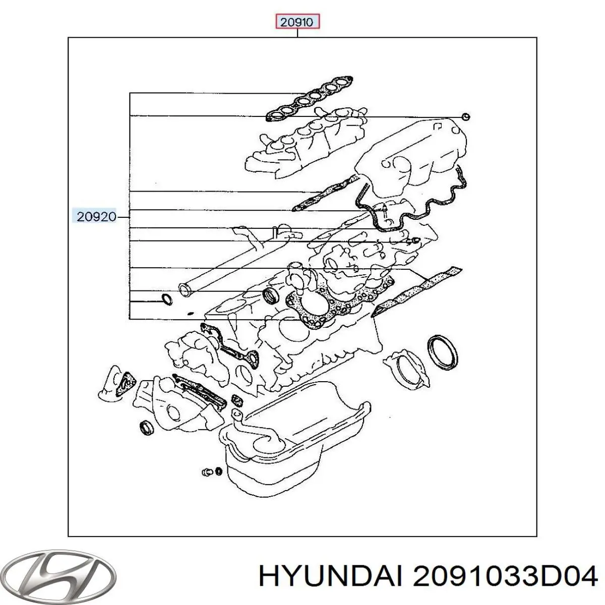 Купити 2091033D04 Hyundai/Kia Комплект прокладок