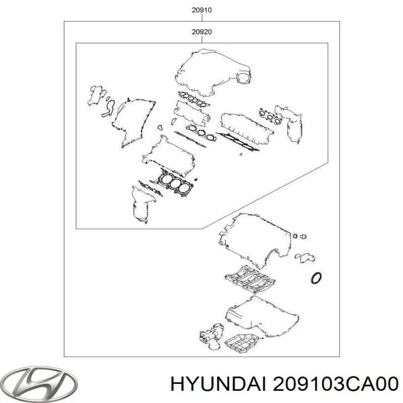 Комплект прокладок двигуна, повний Hyundai Veracruz (Хендай Veracruz)