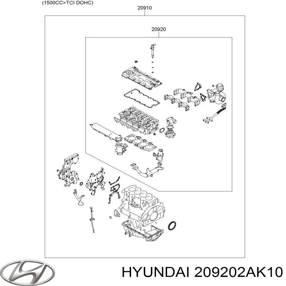 Комплект прокладок двигуна, верхній Hyundai/Kia 209202AK10 ціна, від 36.83 USD