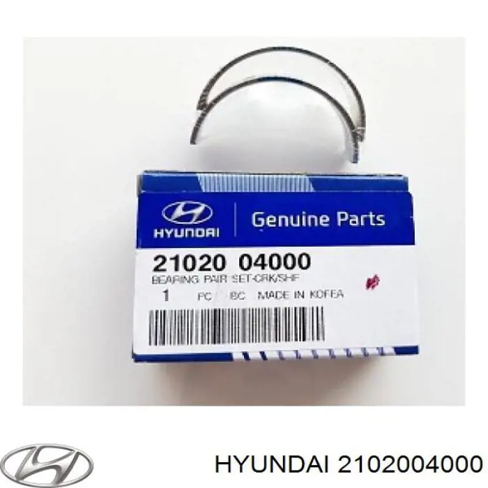 2102004000 Hyundai/Kia вкладиші колінвала, корінні, комплект, 1-й ремонт (+0,25)