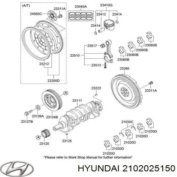 Купити 2102025150 Hyundai/Kia Півкільце підпірне (розбігу) колінвала, STD, комплект