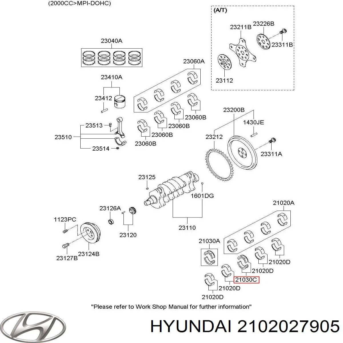 Вкладиші колінвала, корінні, комплект, стандарт (STD) 2102027905 Hyundai/Kia