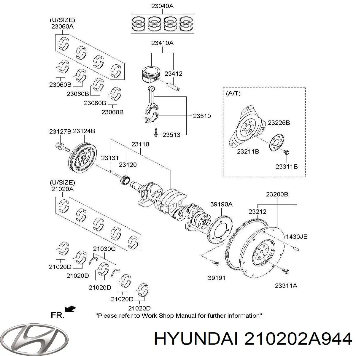Купити 210202A945 Hyundai/Kia Вкладиші колінвала, корінні, комплект, стандарт (STD)