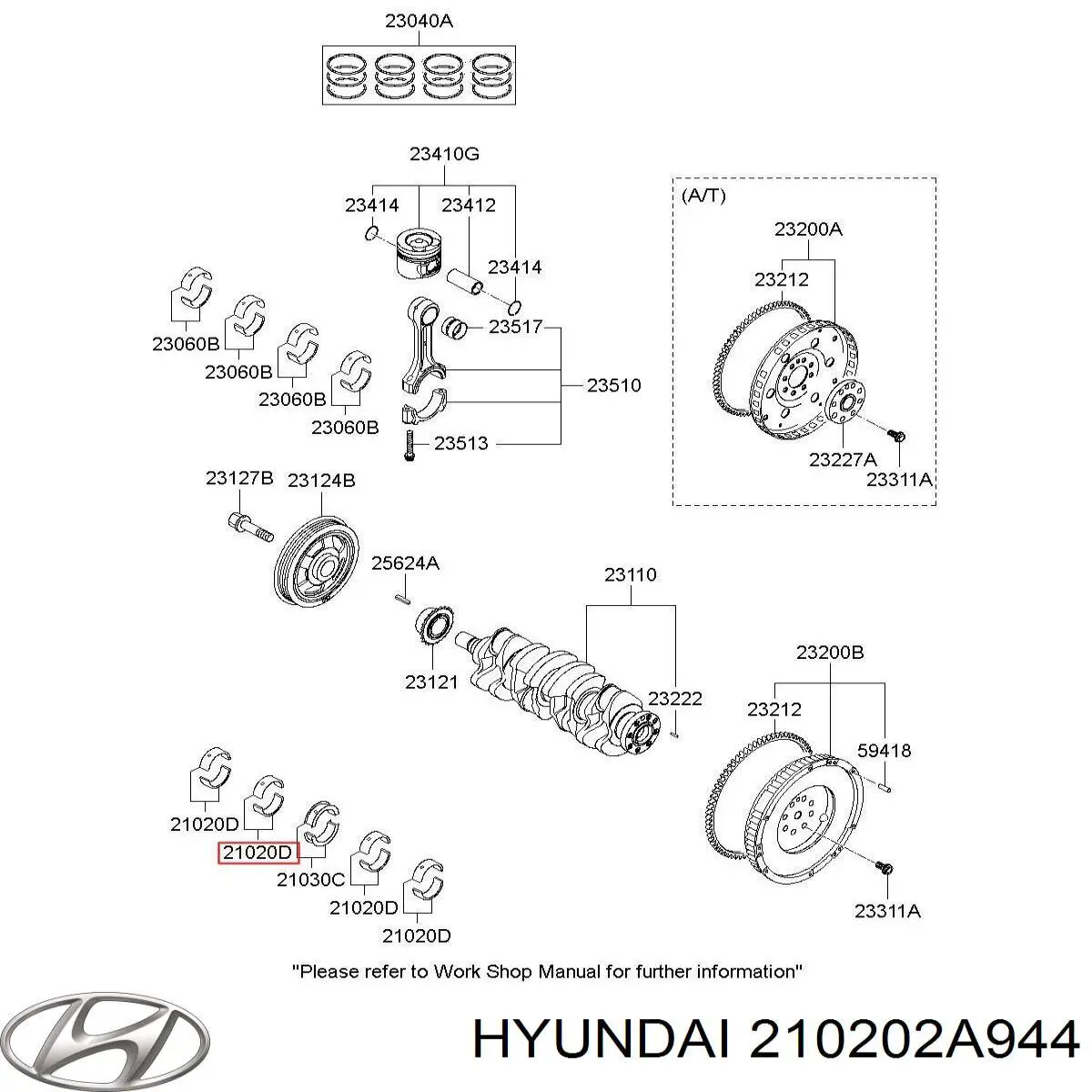 Hyundai/Kia вкладиші колінвала, корінні, комплект, стандарт (std)