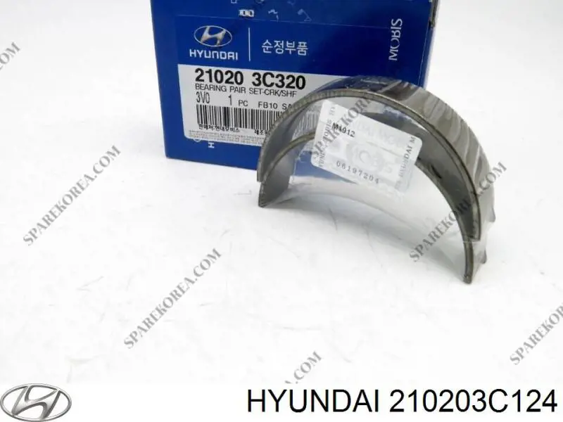 Вкладиші коленвала, корінні, комплект, стандарт (STD) Hyundai/Kia 210203C124 ціна, від 10.41 USD