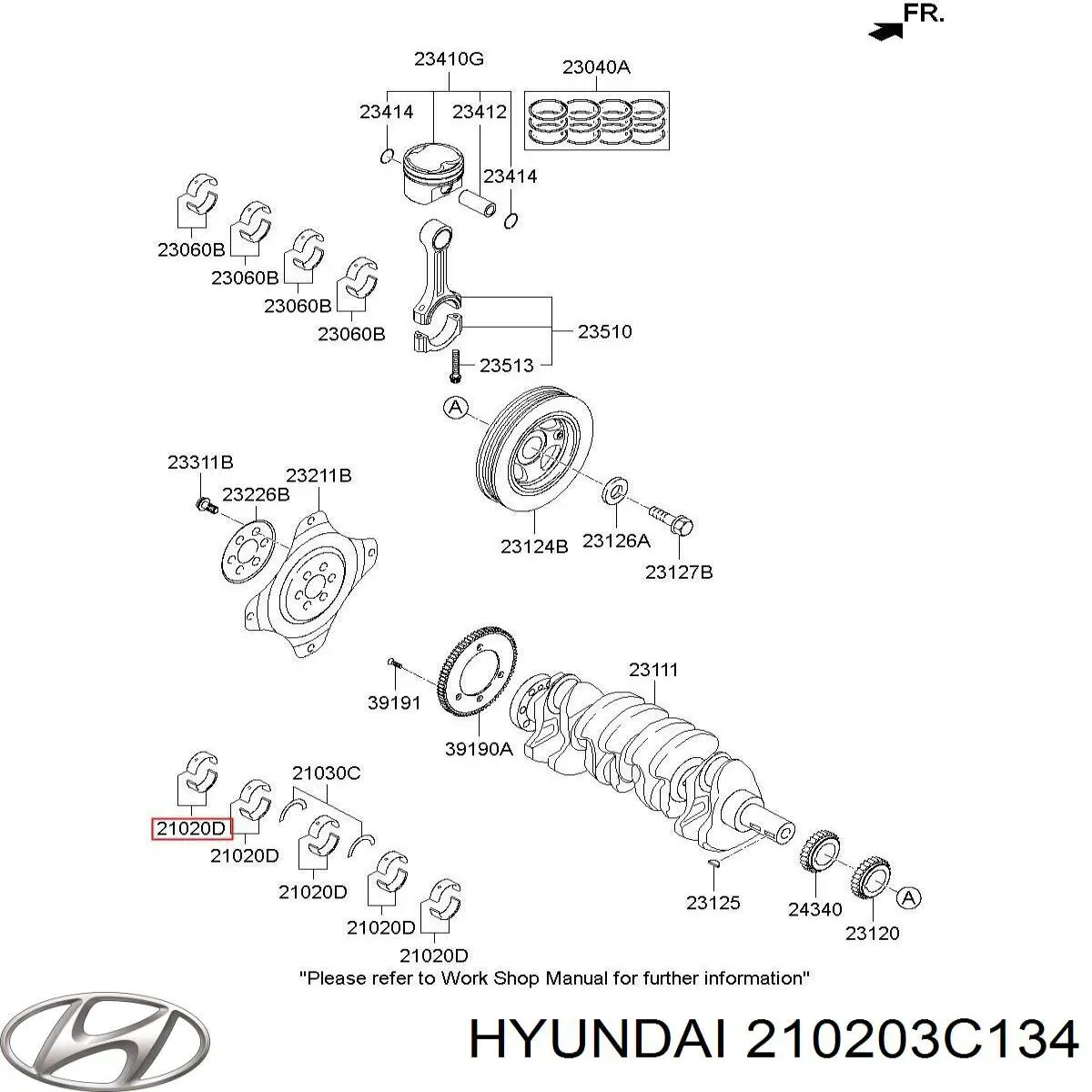 210203C330 Hyundai/Kia вкладиші колінвала, корінні, комплект, стандарт (std)