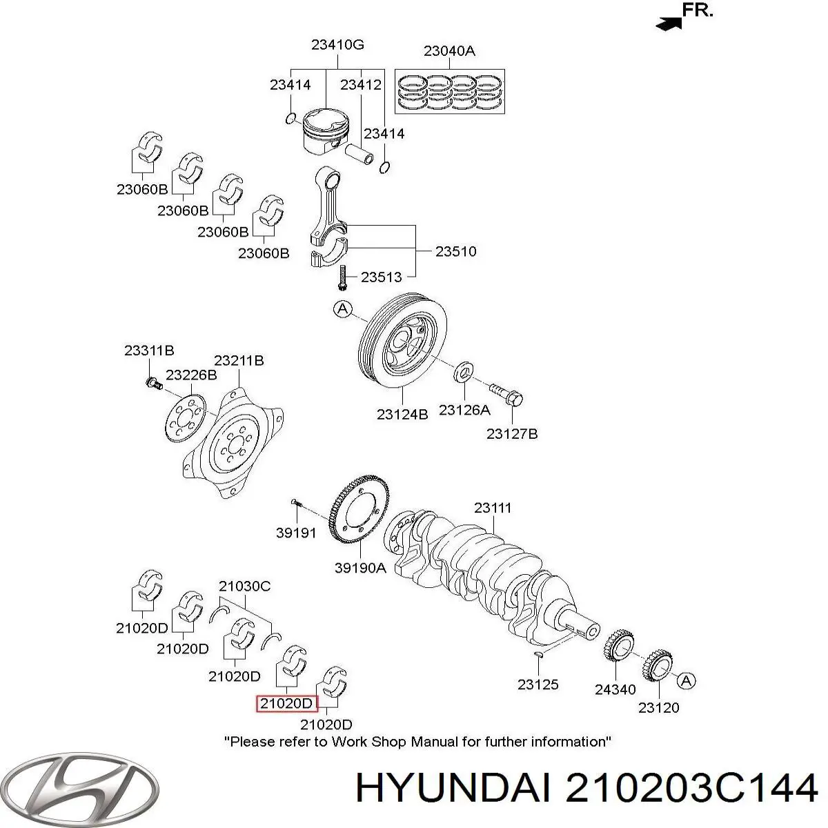 210203C144 Hyundai/Kia вкладиші колінвала, корінні, комплект, стандарт (std)
