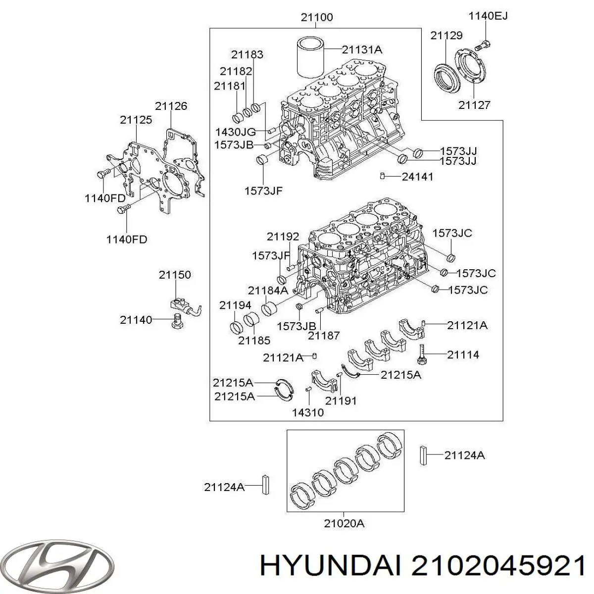 2102045921 Hyundai/Kia вкладиші колінвала, корінні, комплект, 2-й ремонт (+0,50)