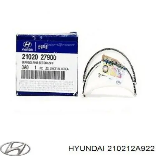 Вкладиші коленвала, корінні, комплект, стандарт (STD) Hyundai/Kia 210212A922 ціна, від 26.95 USD