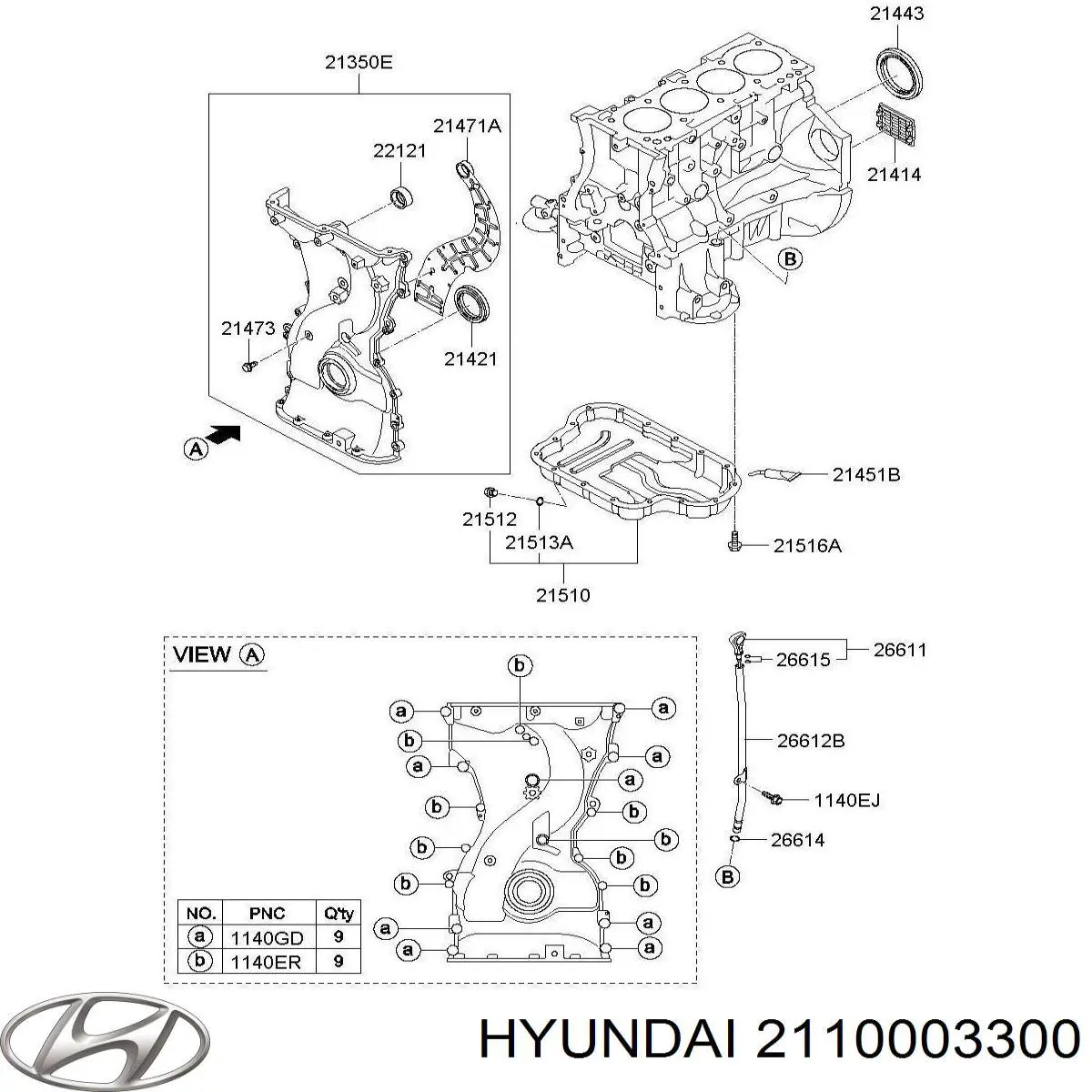 V401403P00 Hyundai/Kia блок циліндрів двигуна