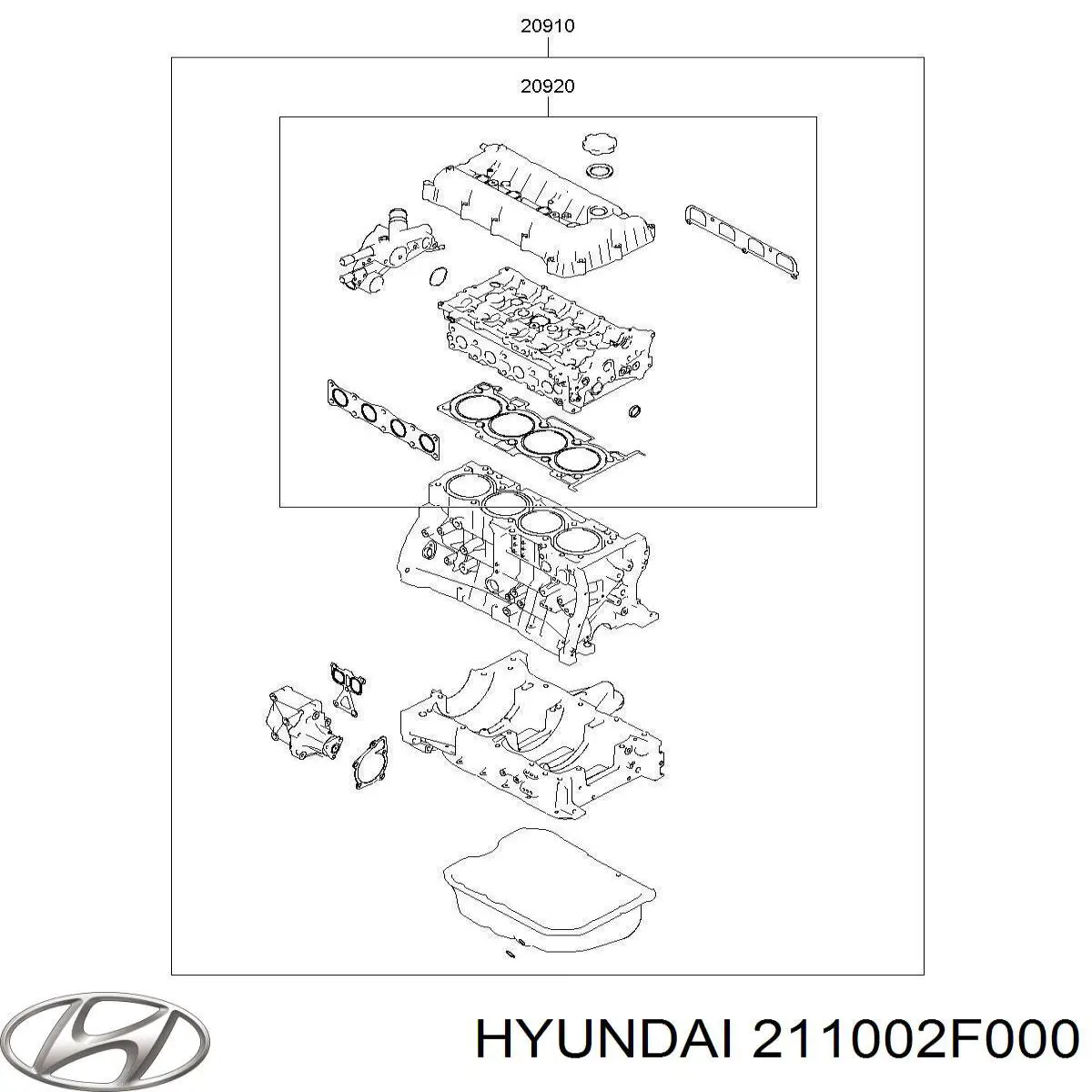 Блок циліндрів Hyundai/Kia 211002F000 ціна, від 159.98 USD