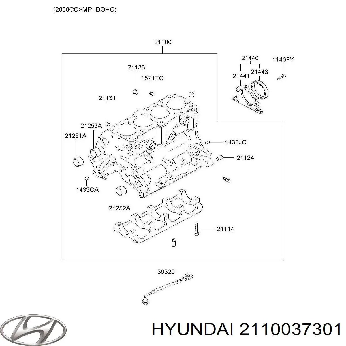 Блок циліндрів двигуна 2110037301 Hyundai/Kia