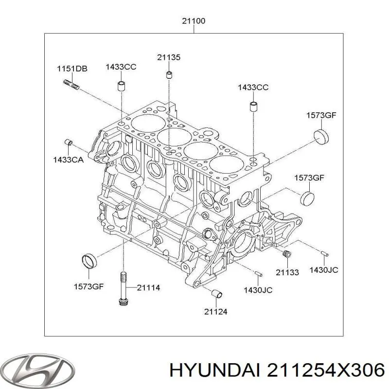 Заглушка ГБЦ/блоку циліндрів Hyundai/Kia 211254X306 ціна, від 19.79 USD