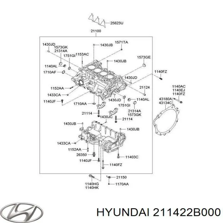211422B000 Hyundai/Kia прокладка головки блока циліндрів (гбц)