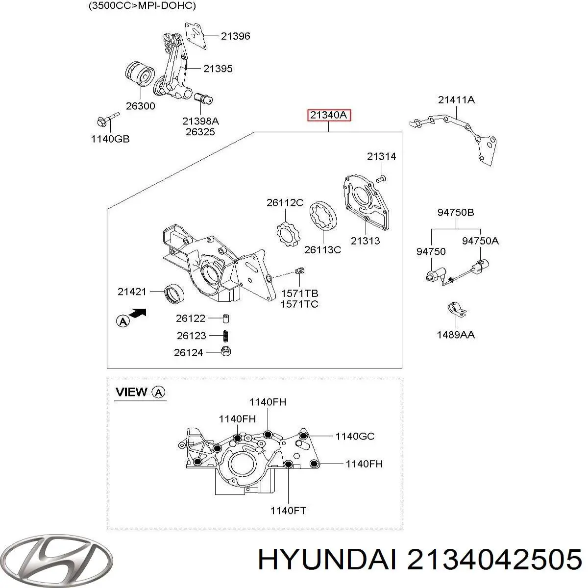 Насос масляний Hyundai H200 (Хендай Н200)