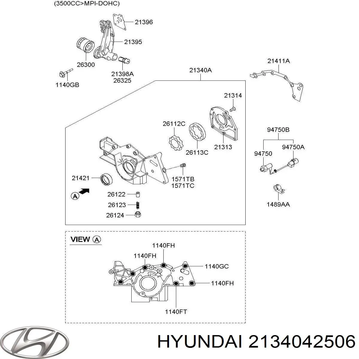 2134042506 Hyundai/Kia Масляний насос двигуна