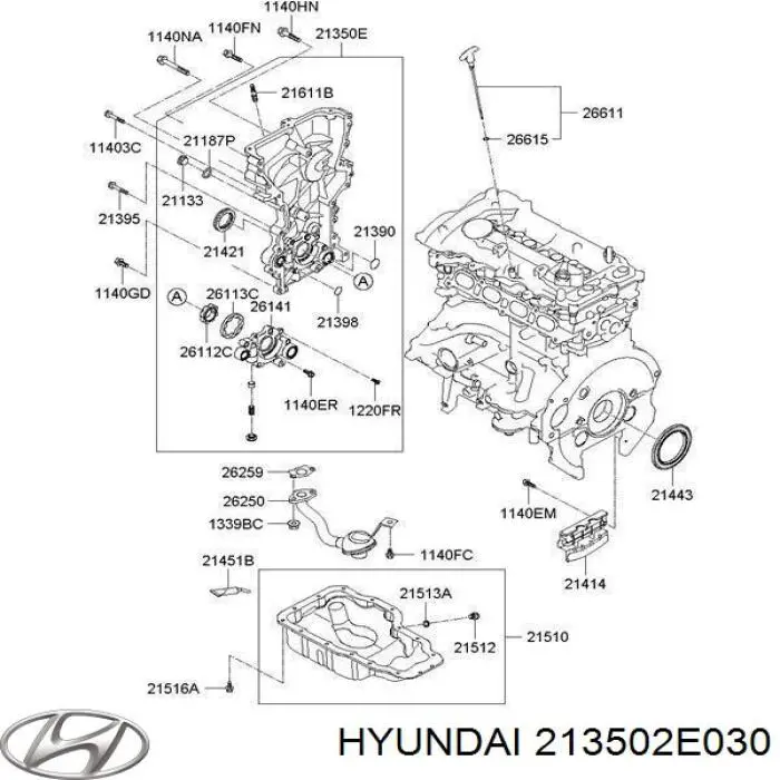 Кришка двигуна передня Hyundai/Kia 213502E030 ціна, від 152.36 USD