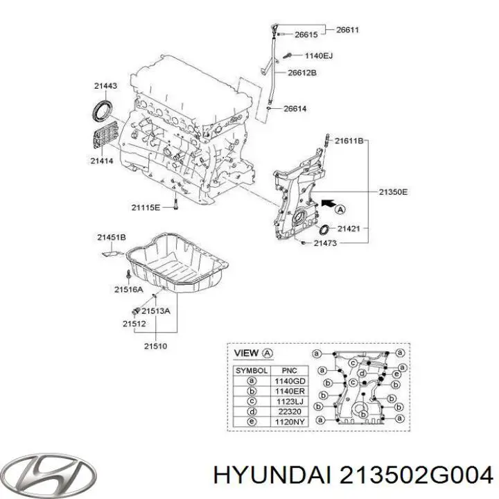 213502G004 Hyundai/Kia Кришка мотора передня