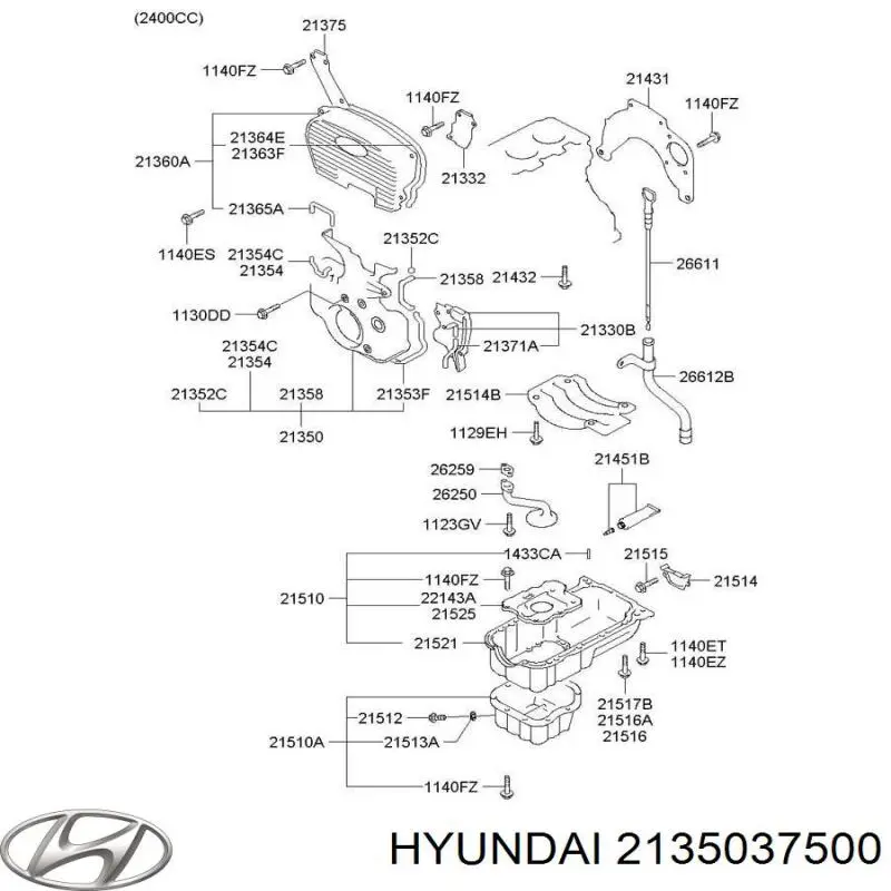 Захист ременя ГРМ, нижній Hyundai Santa Fe 1 (SM) (Хендай Санта фе)