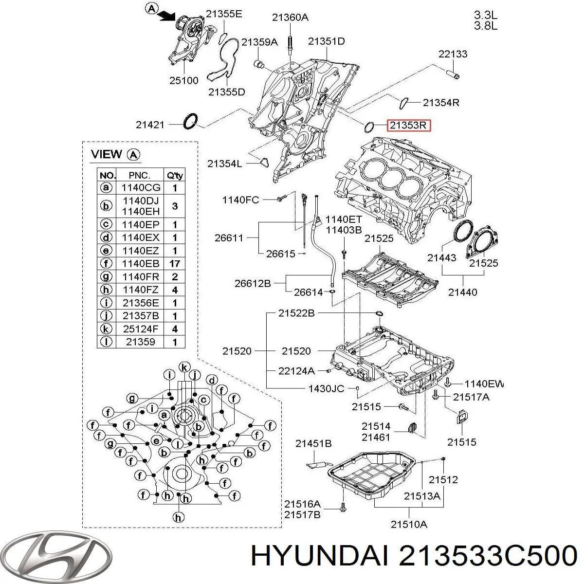 Кільце ущільнювача направляючої щупа рівня масла двигуна Hyundai/Kia 213533C500 ціна, від 4.54 USD