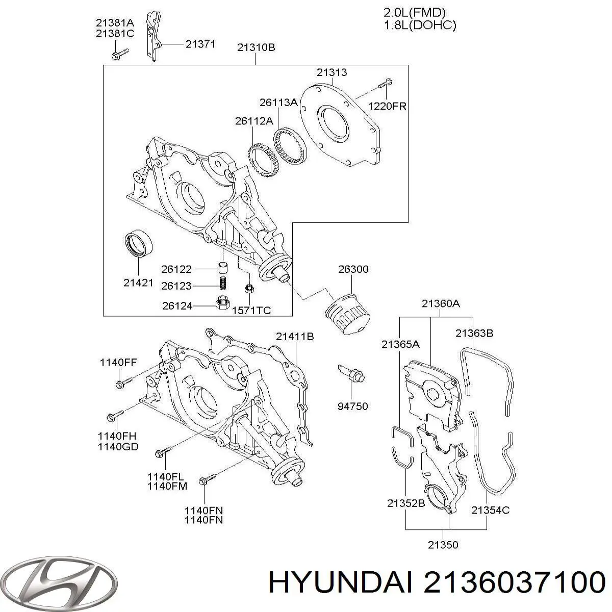  Hyundai/Kia 2136037100 ціна, від 86.53 USD