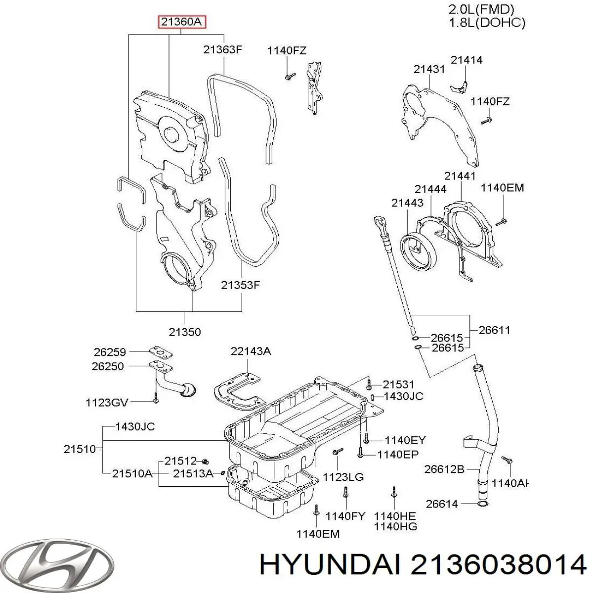 Hyundai/Kia 2136038014 ціна, від 39.17 USD