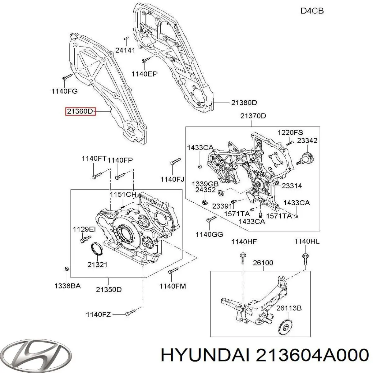 213604A000 Hyundai/Kia Захист ременя ГРМ, верхній