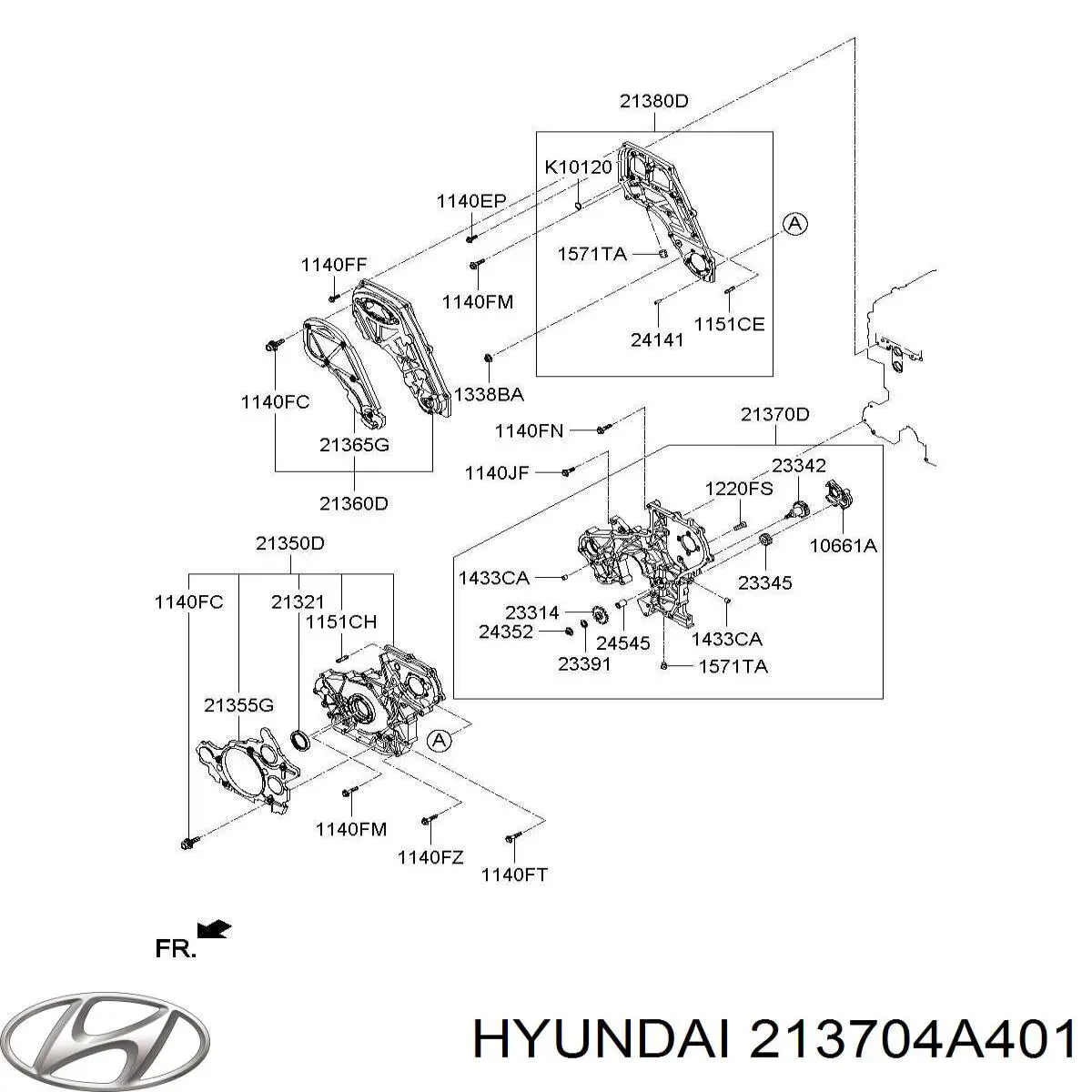 Кришка двигуна передня Hyundai/Kia 213704A401 ціна, від 21.59 USD