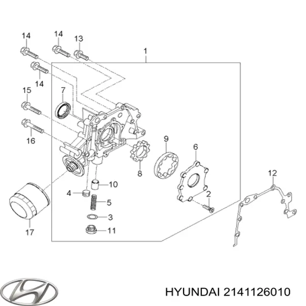 2141126010 Hyundai/Kia прокладка масляного насосу