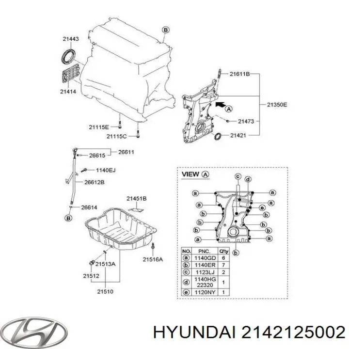 2142125002 Hyundai/Kia сальник колінвала двигуна, передній