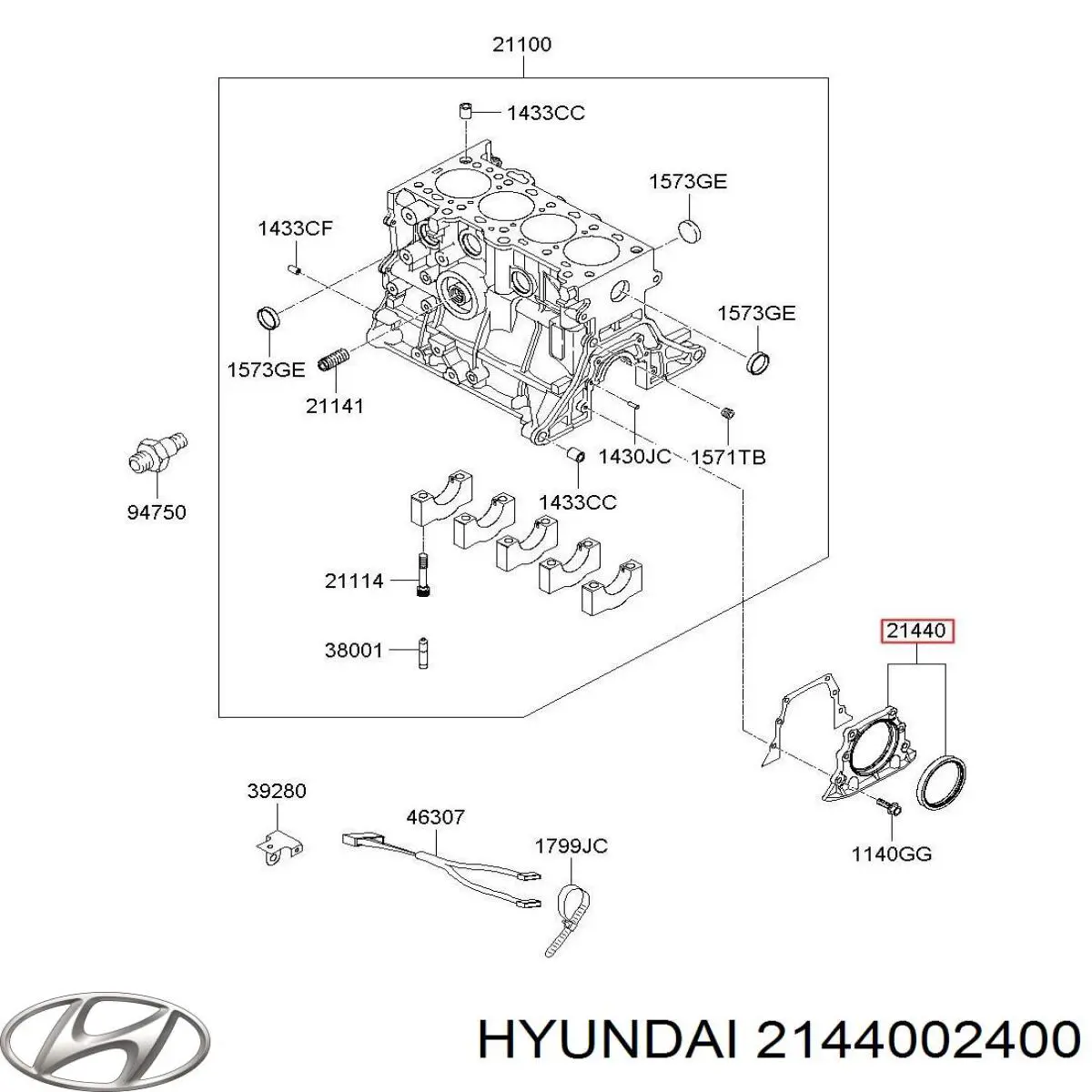 Купити 2144002400 Hyundai/Kia Сальник колінвала задній