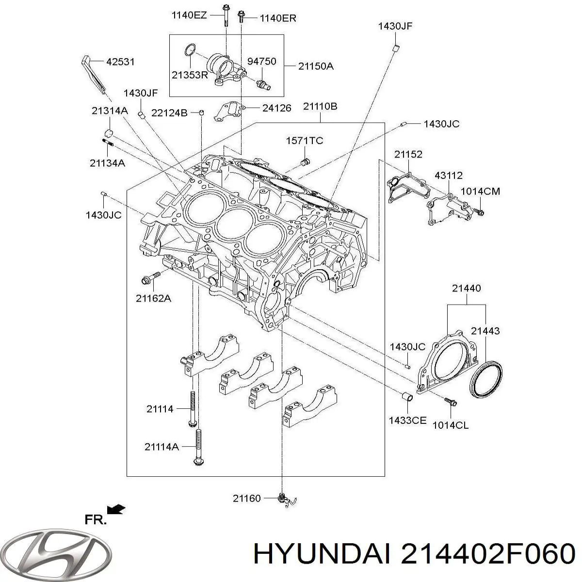 Купити 214402F060 Hyundai/Kia Обойма сальника колінвалу, заднього