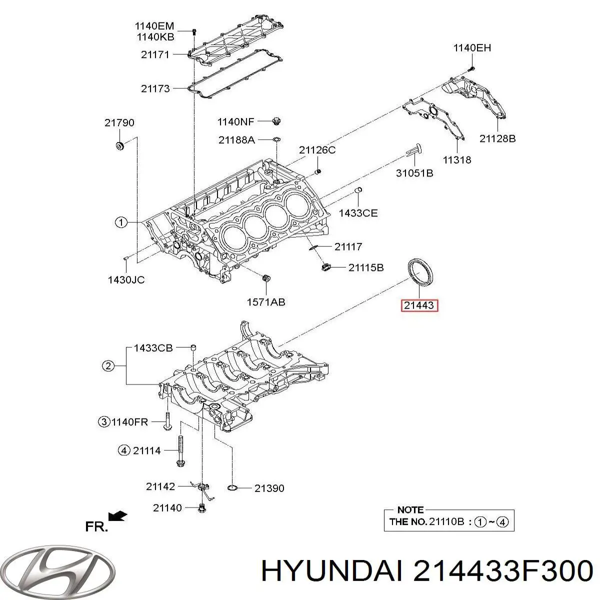 214433F300 Hyundai/Kia Сальник коленвала корінний