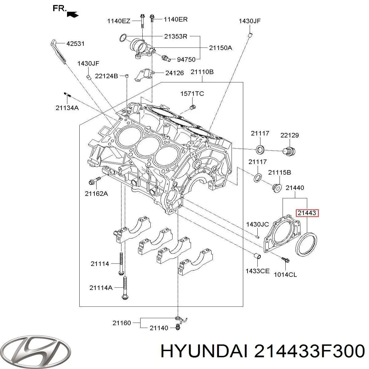 Купити 214433F300 Hyundai/Kia Сальник колінвала задній