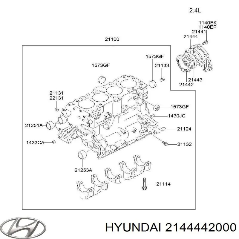 2144442000 Hyundai/Kia Прокладка колінвалу двигуна, задня