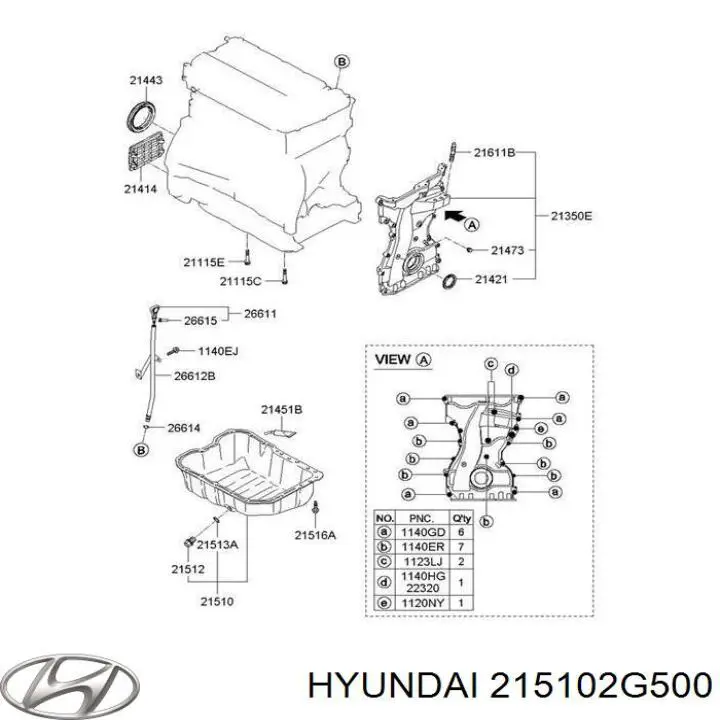 Піддон масляний картера двигуна 215102G500 Hyundai/Kia