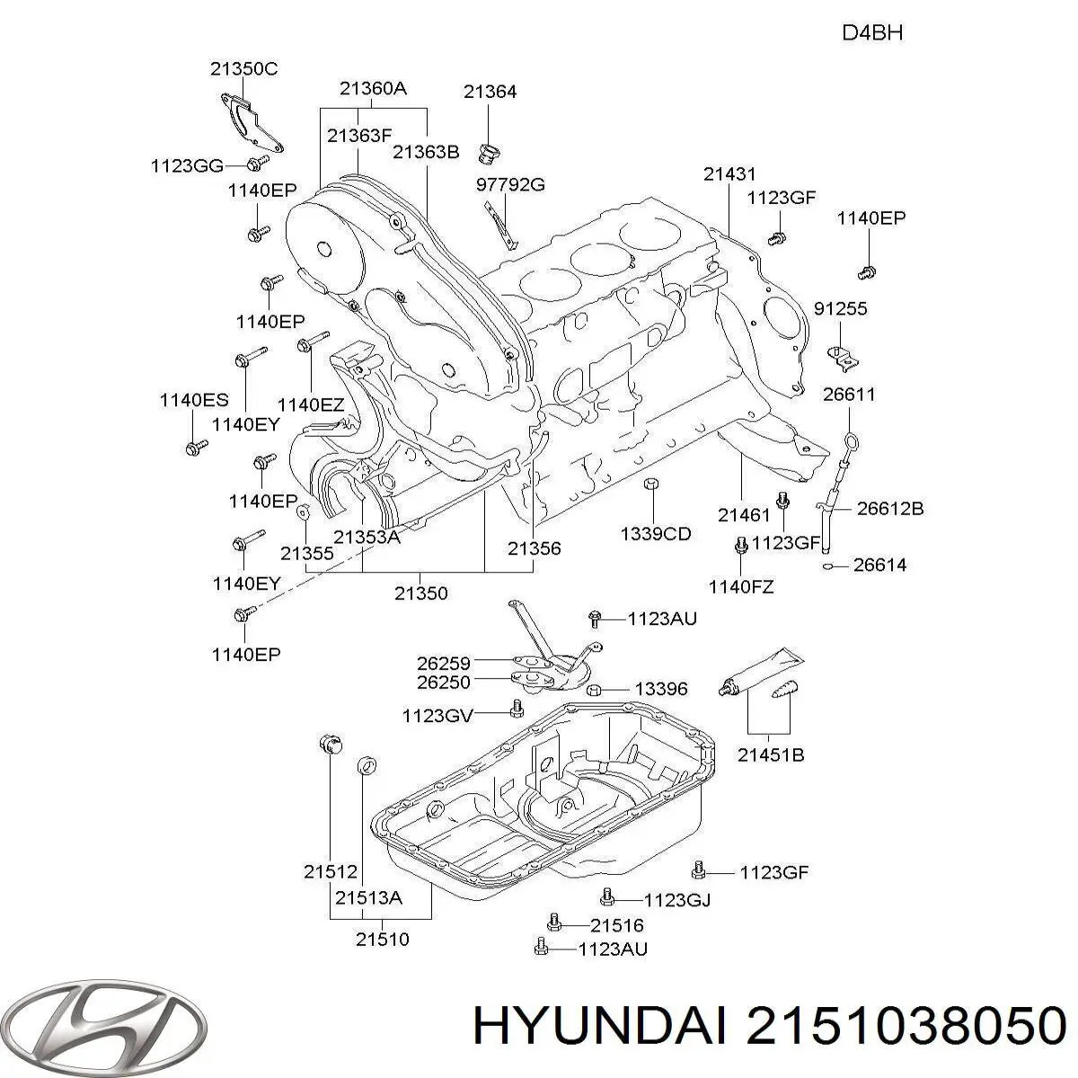 2151038050 Hyundai/Kia піддон масляний картера двигуна, нижня частина