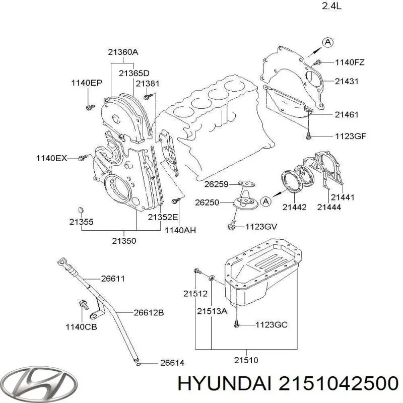 Піддон масляний картера двигуна 2151042500 Hyundai/Kia