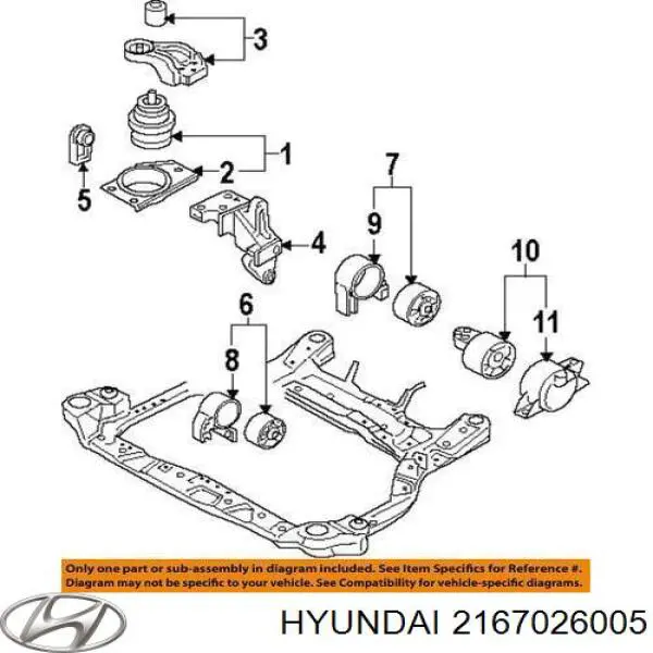 2167026005 Hyundai/Kia Кронштейн подушки (опори) двигуна, правої
