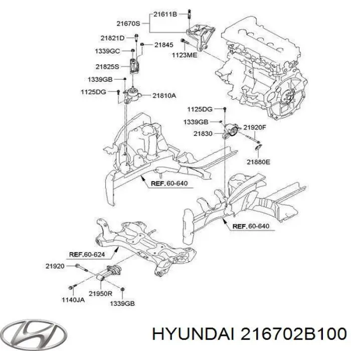 Кронштейн подушки (опори) двигуна, правої Hyundai/Kia 216702B100 ціна, від 41.53 USD