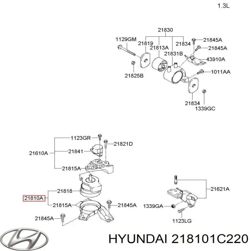 Купити 218101C220 Hyundai/Kia Подушка (опора) двигуна, права