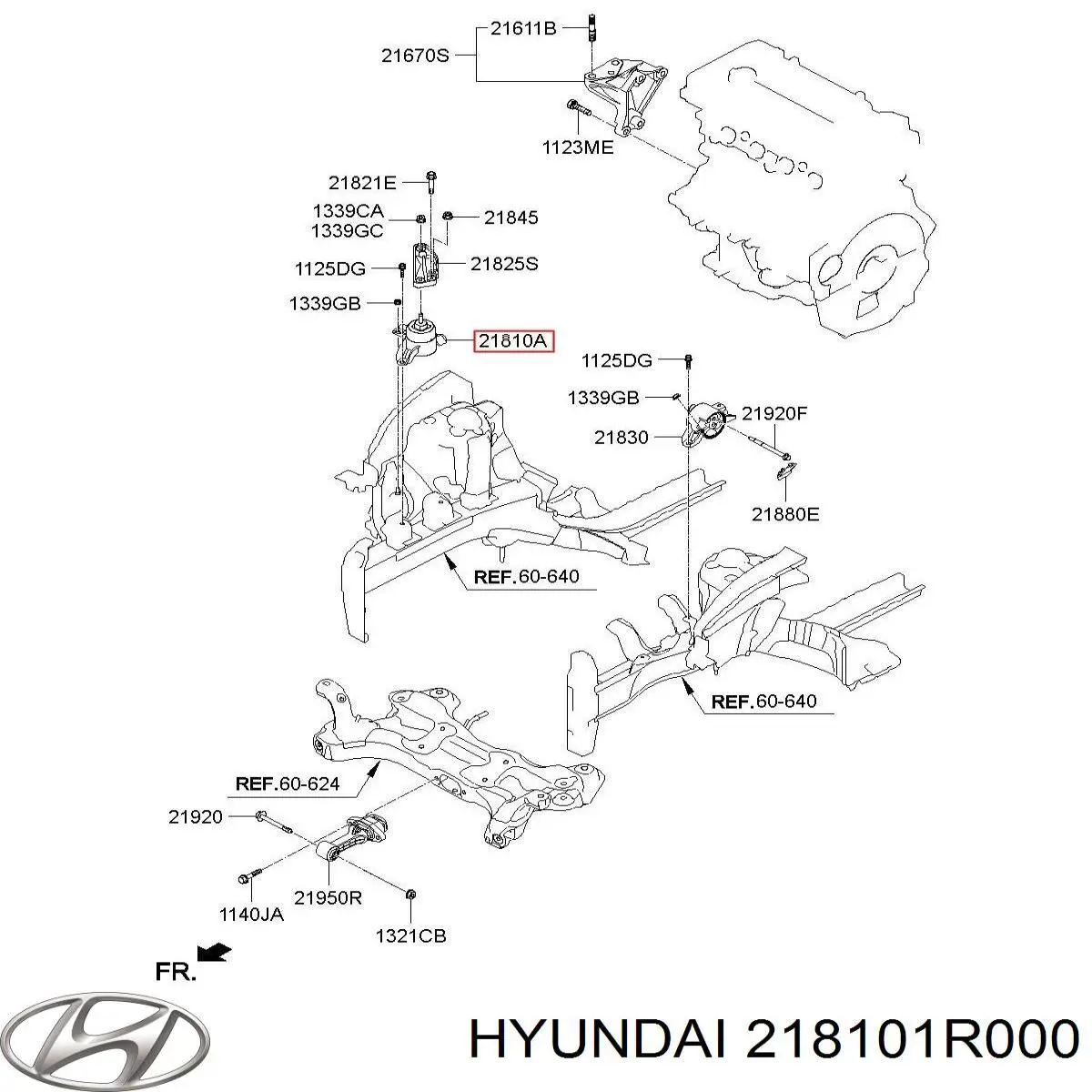 Права опора двигуна Hyundai/Kia 218101R000
