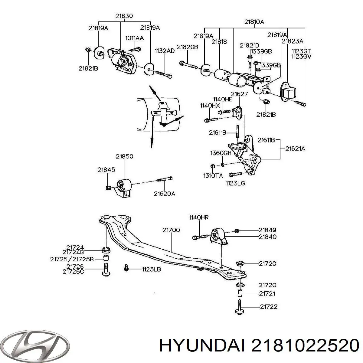 2181022520 Hyundai/Kia Права подушка мотора