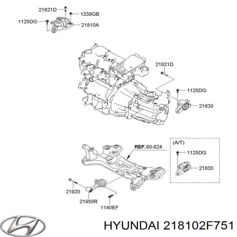 Подушка (опора) двигуна, права 218102F751 Hyundai/Kia