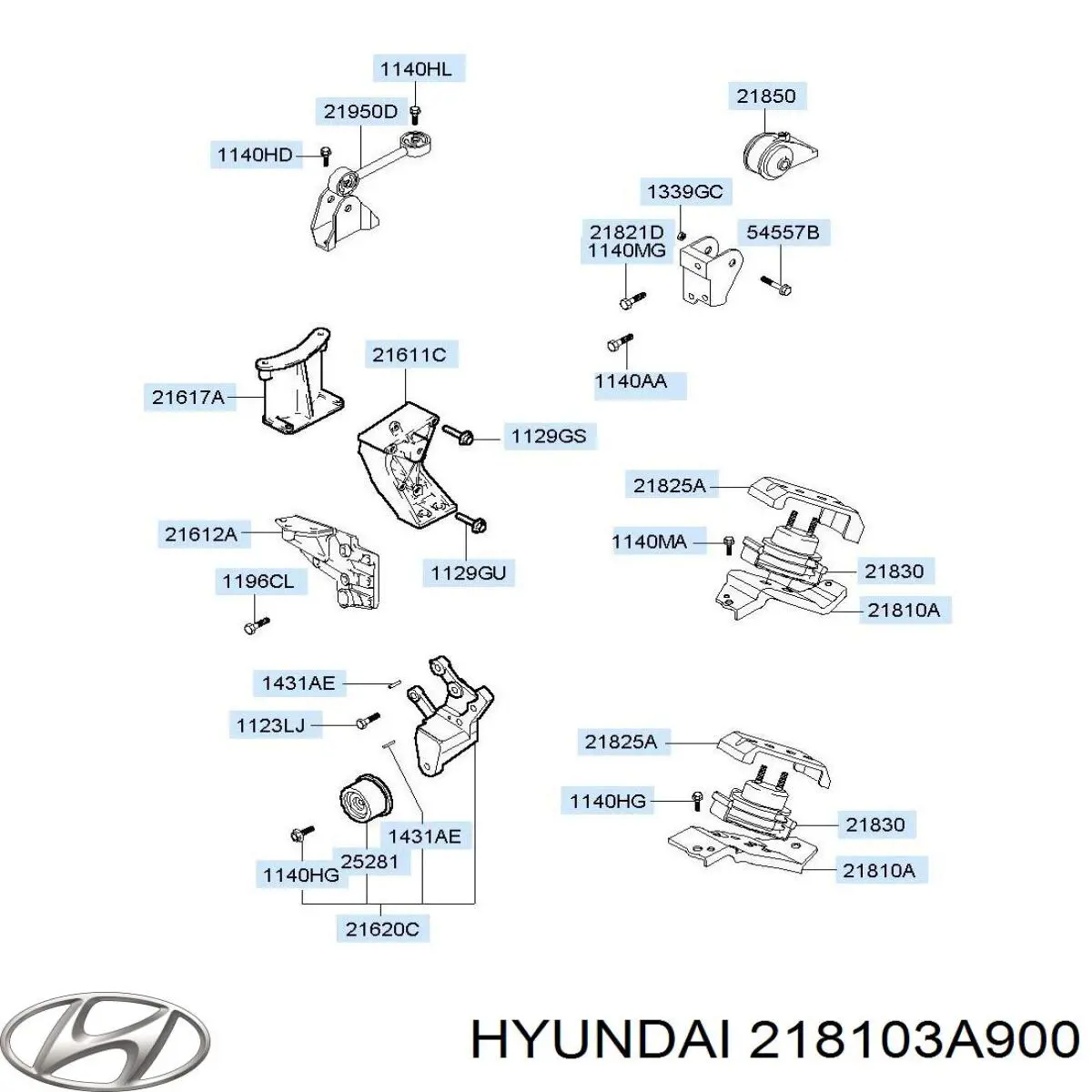 Права подушка двигуна Hyundai/Kia 218103A900 ціна, від 209.70 USD