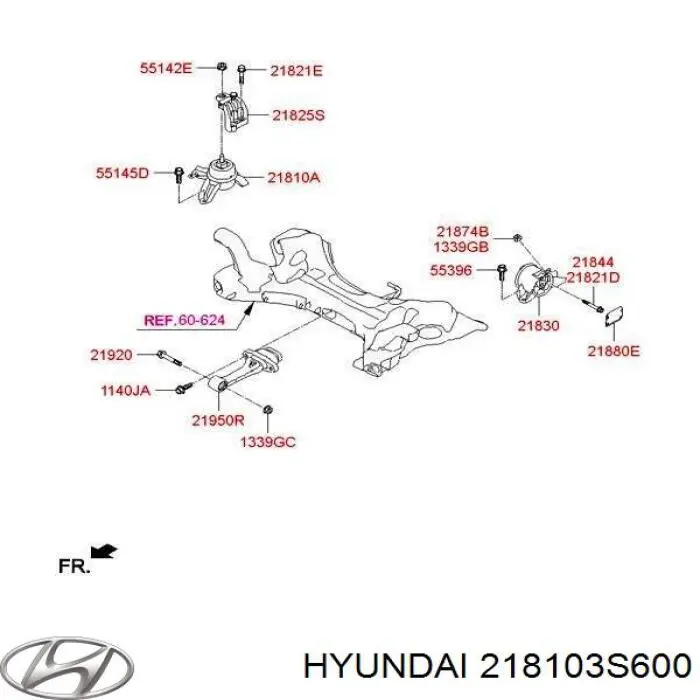 Подушка (опора) двигуна, права 218103S600 Hyundai/Kia