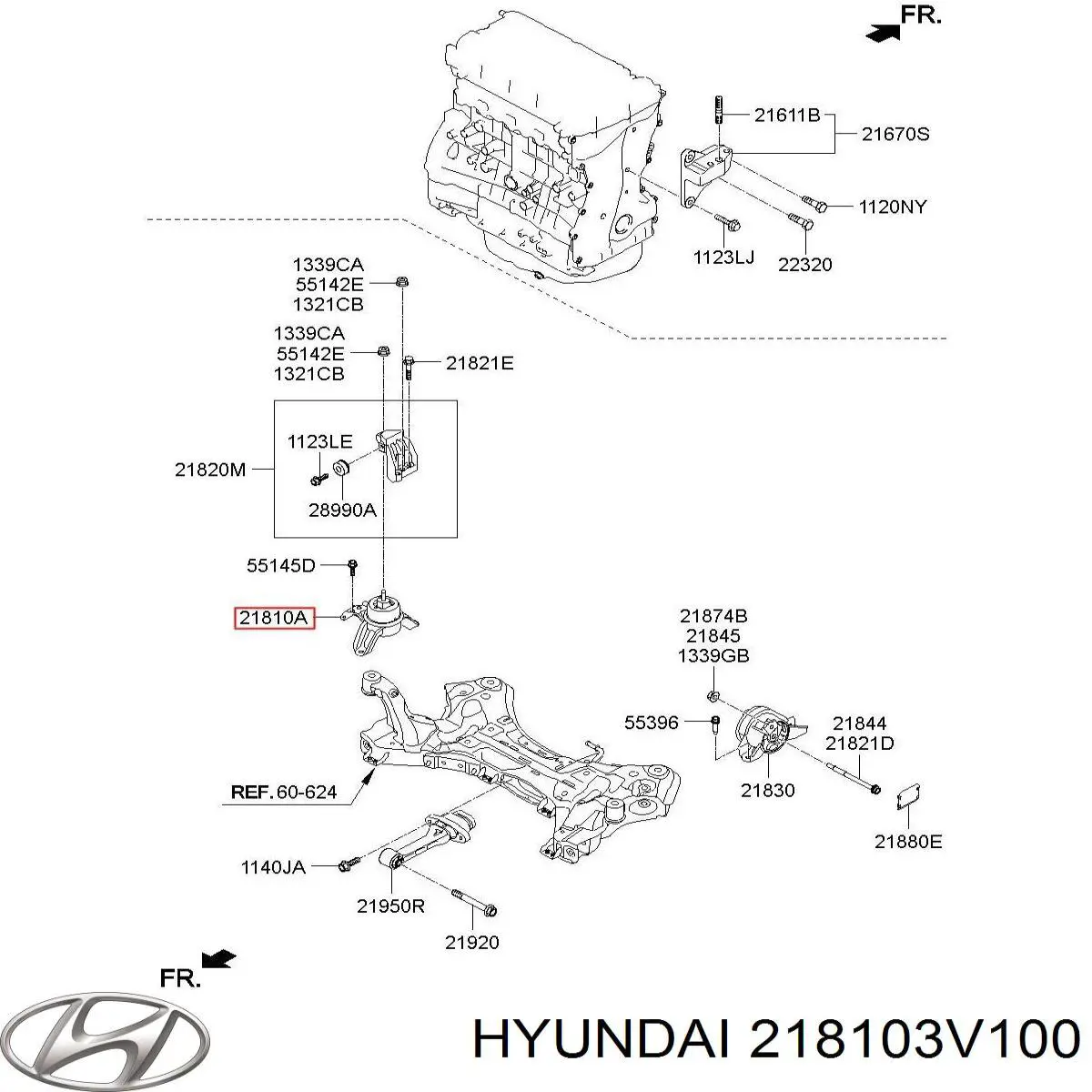Купити 218103V100 Hyundai/Kia Подушка (опора) двигуна, права